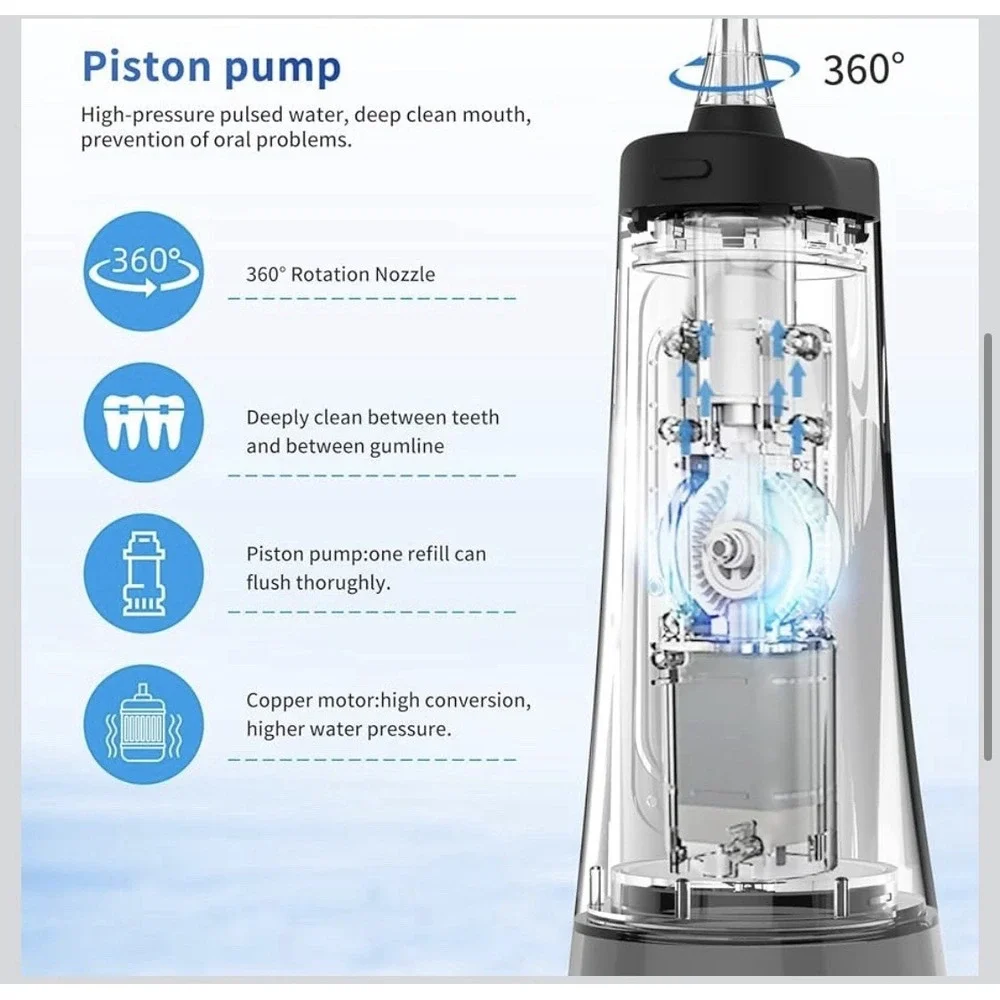 Water Dental Flosser Cordless for Teeth Cleaning‎ - 4 Modes Oral Irrigator 300ML